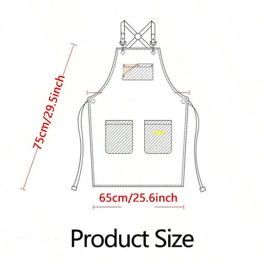 Color: Yellow - Apron Men Women Aprons W/ Large Pockets Cooking Aprons, Canvas Cross Back Apron Adjustable Strap Baker Apron Kitchen Baking Bib