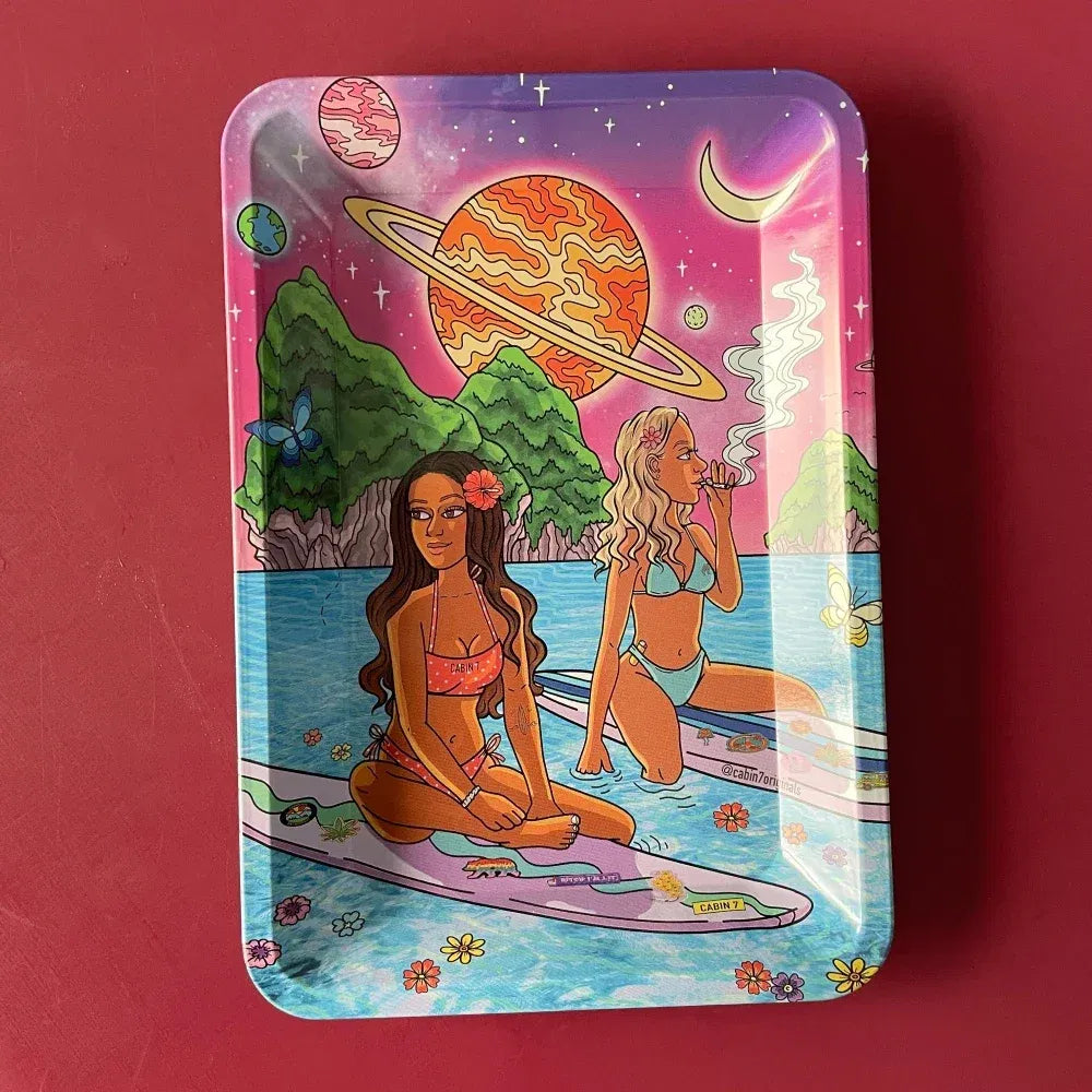 Color: Ivory - RAW Classic Rolling Tray Multi Designs Available
