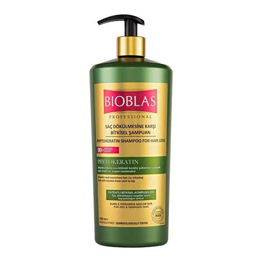 Shampooing Bioblas Phytokeratin : Thérapie à base de plantes pour cheveux secs, abîmés et prévention de la chute des cheveux - Kératine végétale, renforce et répare (1 litre)