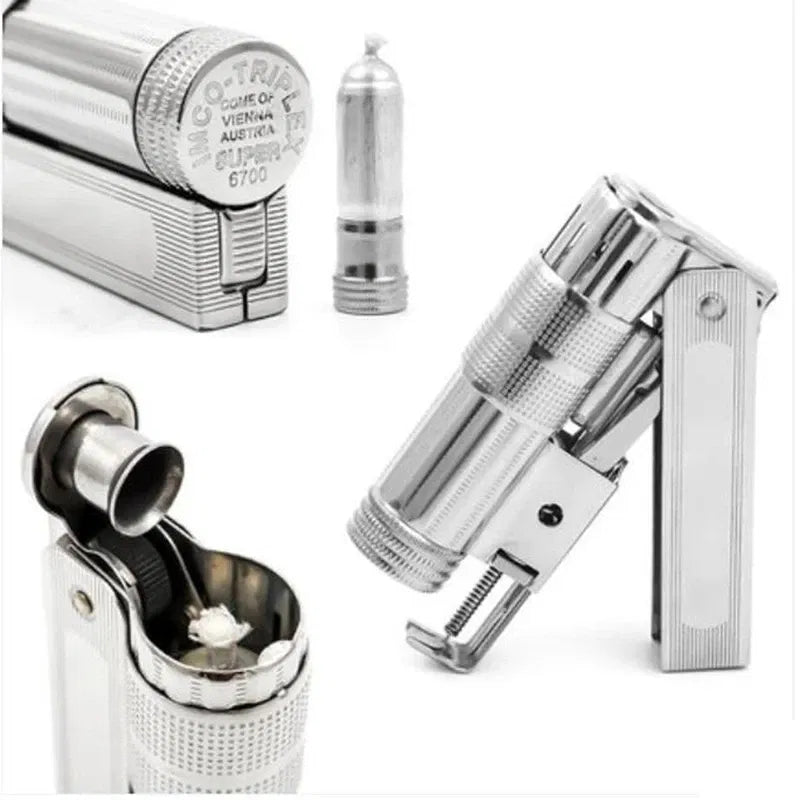 Color: Pink - Original IMCO Lighter Old Gasoline Flint Lighter Windproof Stainless Steel Cigarette Petrol Oil Lighter Inflated Gadgets Man