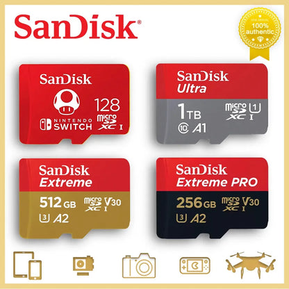 Capacity: 32GB - SanDisk Micro SD Memory Card 100% Original C10 U1 U3 4K HD Trans Flash Cards for Camera GoPro DJI Nintendo Switch MicroSDXC Card