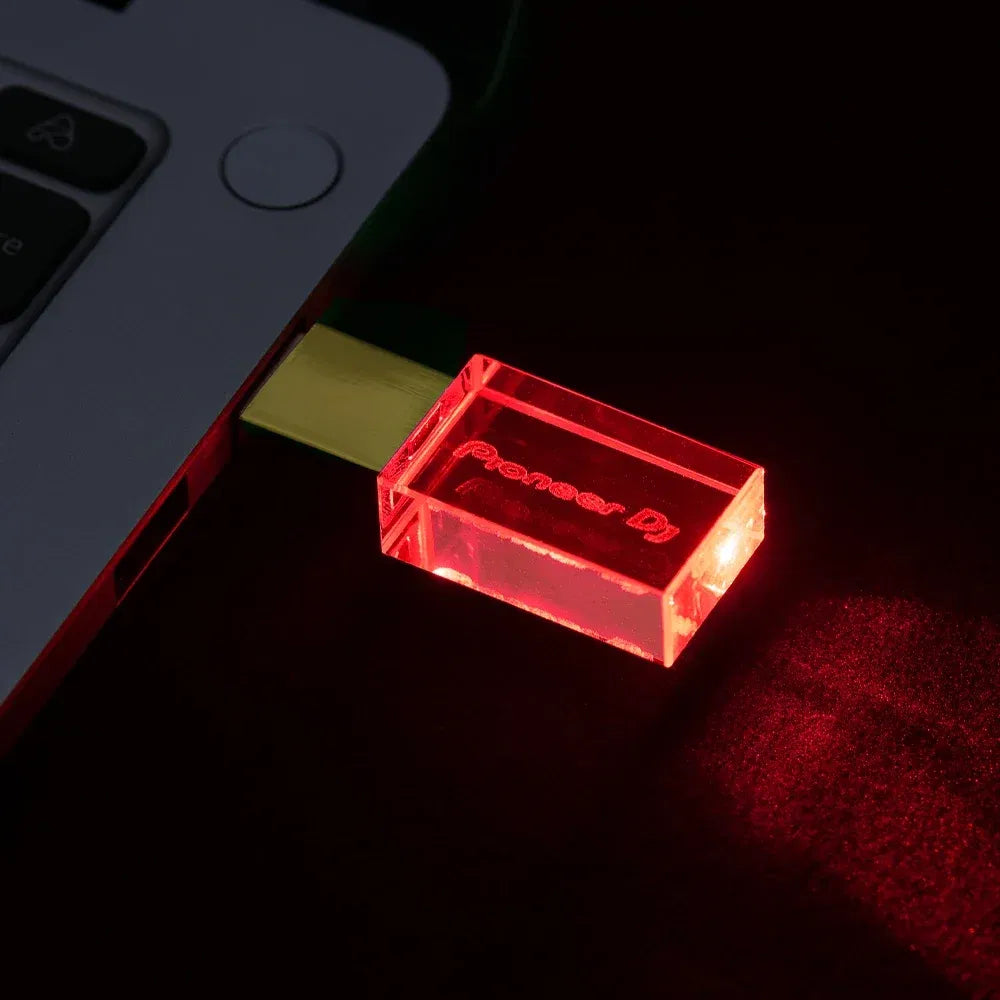 Color: green, Capacity: 4GB - JASTER Luminous USB drive Gold Lid Crystal USB Flash Drive 128GB Pendrive 64GB Colorful LED Memory Stick 16GB with Pioneer DJ