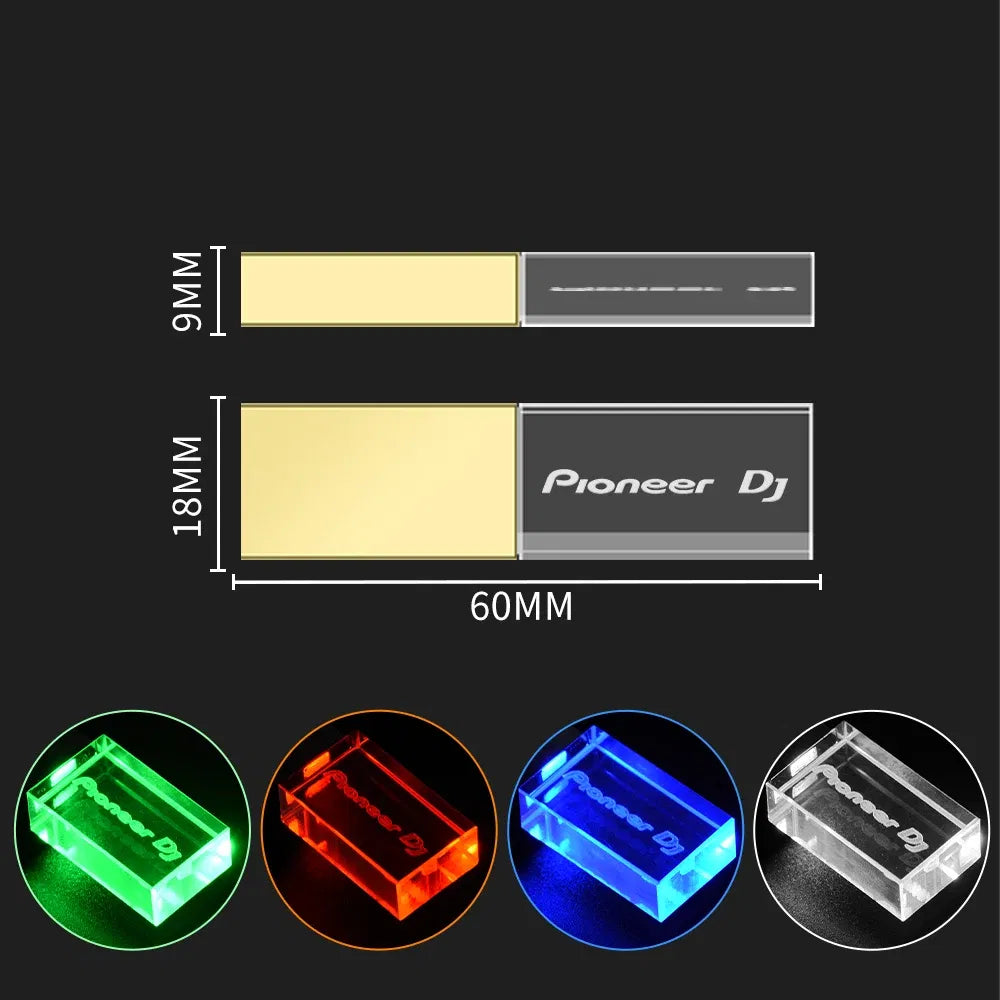 Color: green, Capacity: 128 GB - JASTER Pioneer DJ Crystal USB Flash Drive 128GB High Speed Memory Stick 64GB Silver Lid Pendrive 32GB Real Capacity U Disk 16GB