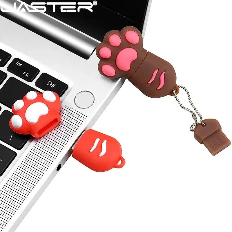 Capacity: 32GB, Color: Black - JASTER Cute Cat Claw USB Flash Drive 64GB Cartoon Memory Stick 32GB Creative Gift Pen Drive 16GB Pink Silicone External Storage