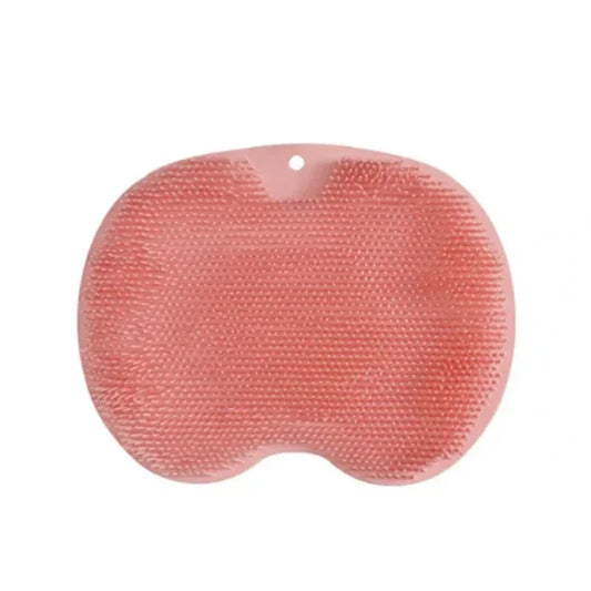 Color: Pink - Non-slip Shower Mat Silicone Massage Wash Foot Pad Bath Massage Brush Pad Bathroom Rub Back Brush with Sucker Cleaning Tools
