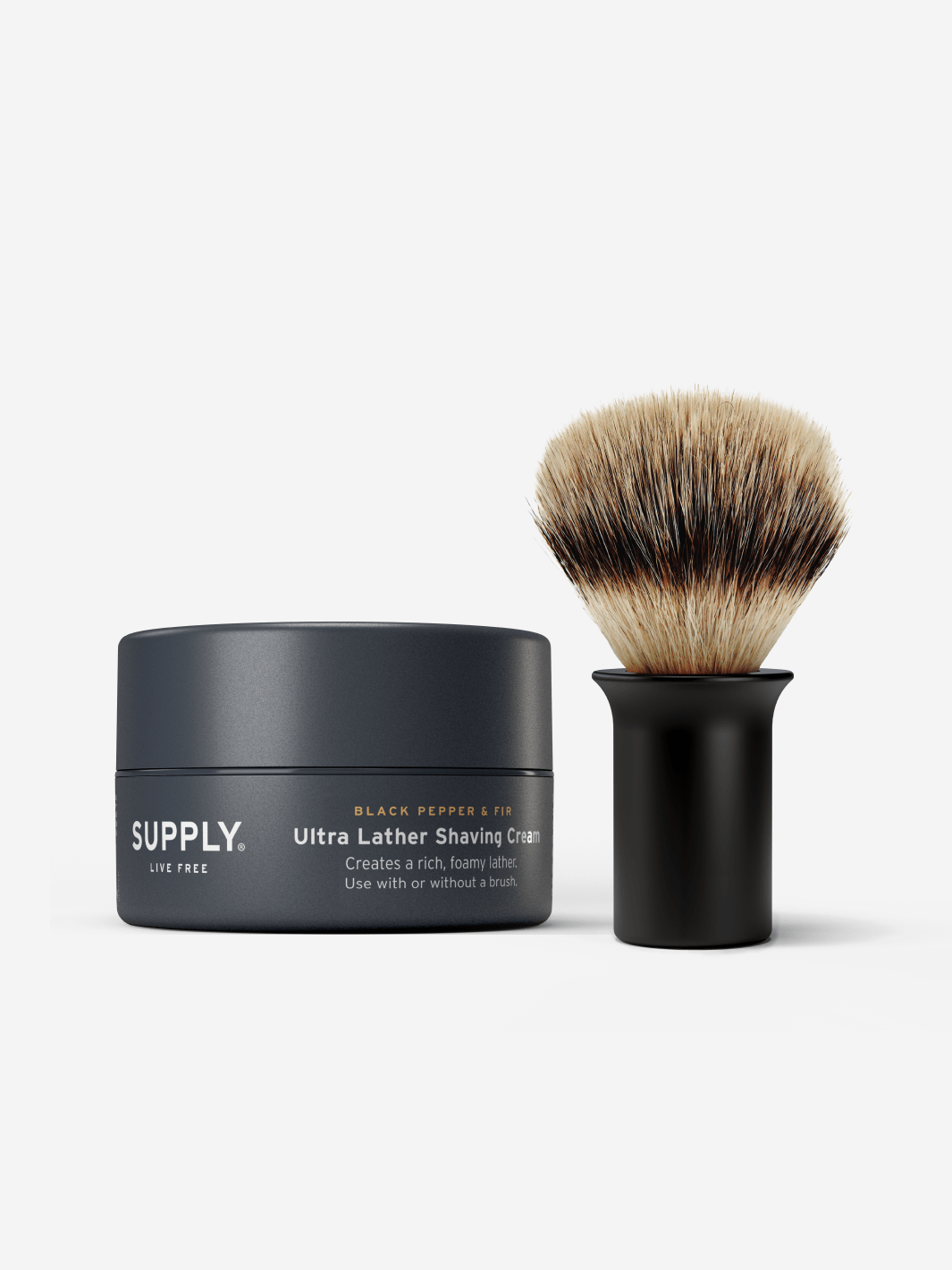 Shaving Cream Starter Shaving Bundle Supply Sandalwood & Cedar Matte Black