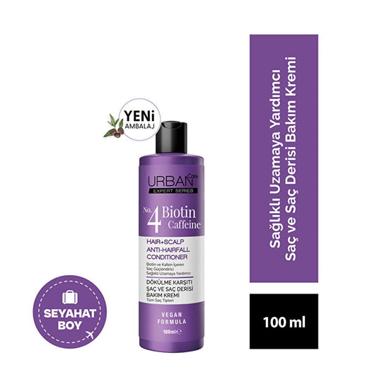 Crème capillaire Urban Care Expert Biotine & Caféine 100 ml - Soin anti-chute vegan, sérum de pousse pour cheveux clairsemés