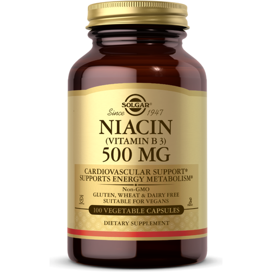 Solgar Niacin Vitamin B3 500 mg - 100 Vegetable Capsules - 5Oz Vitamins & Supplements Pasteur Pharmacy