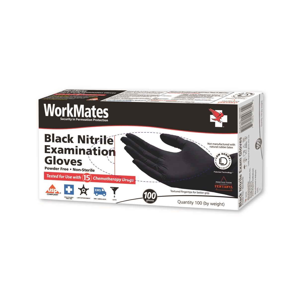 Workmates Nitrile Exam Gloves, Black - Large - Case of 10 - 100 Cou Health Care Pasteur Pharmacy