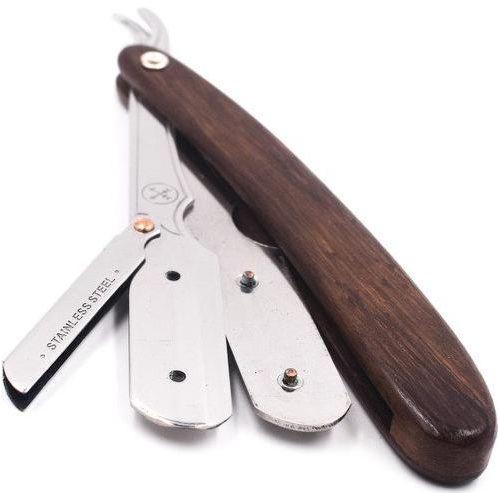 Parker SRDW Clip-Type Dark Sheesham Wood Handle Stainless Steel Straight Barber Shavette Razor Shavette Razor Pasteur Pharmacy