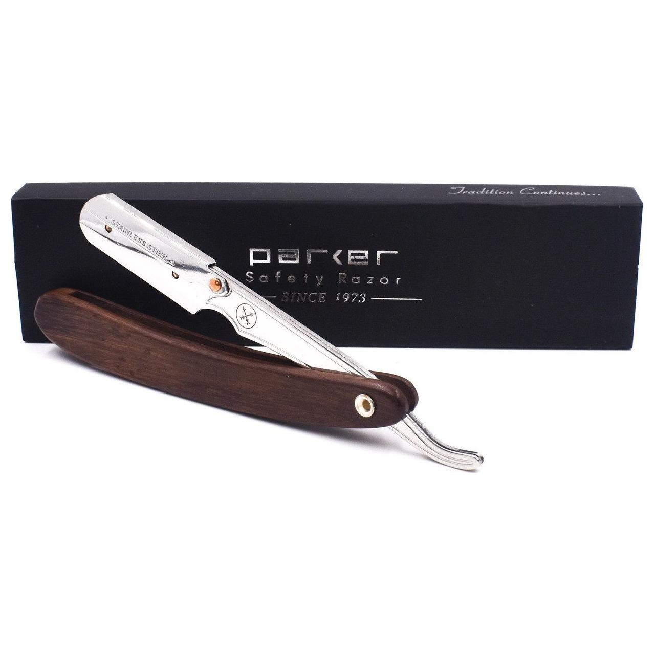 Parker SRDW Clip-Type Dark Sheesham Wood Handle Stainless Steel Straight Barber Shavette Razor Shavette Razor Pasteur Pharmacy
