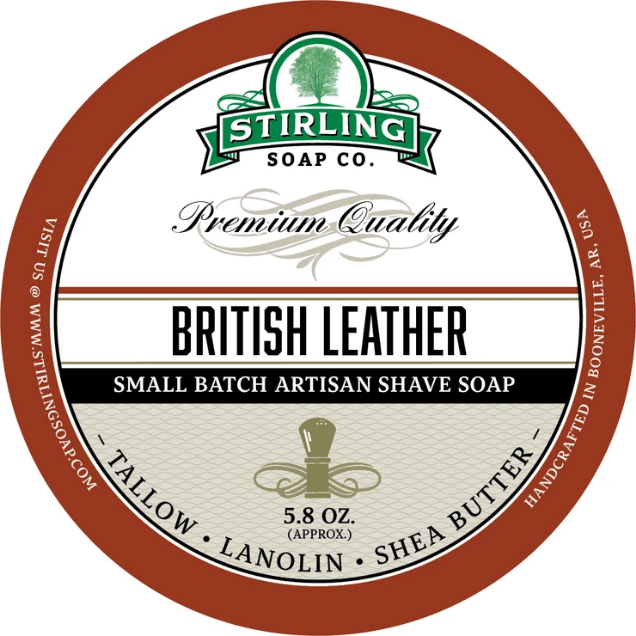 Stirling Soap Co. British Leather Shaving Collection Shaving Set Pasteur Pharmacy Shaving Soap 5.8oz