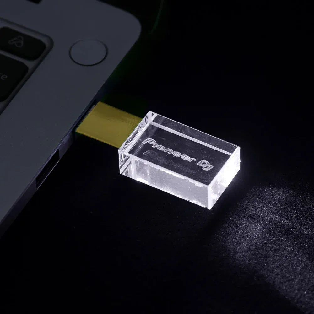 Color: green, Capacity: 4GB - JASTER Luminous USB drive Gold Lid Crystal USB Flash Drive 128GB Pendrive 64GB Colorful LED Memory Stick 16GB with Pioneer DJ