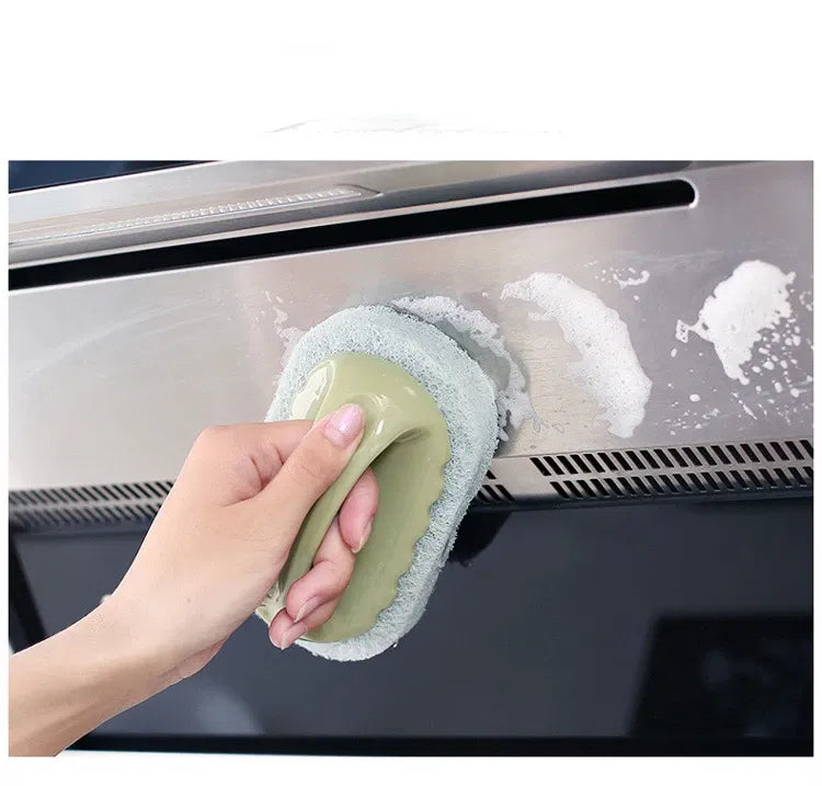Color: Blue - Sponge Brush Glass Wall Cleaning Tools Kitchen Cleaning Bathroom Toilet Gadget Handle Ceramic Window Slot Clean Brush