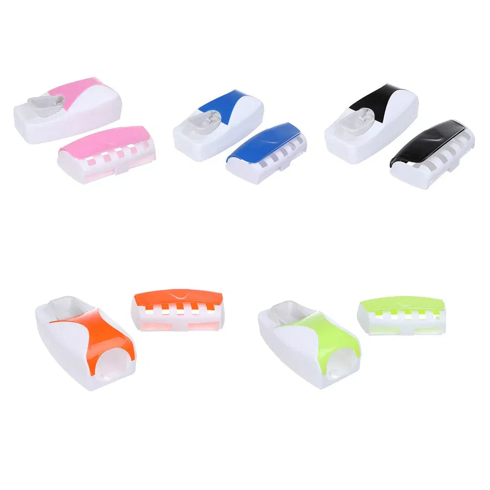 Color: green, Ships From: CHINA - Toothbrush Holder Automatic Toothpaste Dispenser Set Dustproof Sticky Suction Wall Mounted Toothpaste Squeezer Bathroom Holder