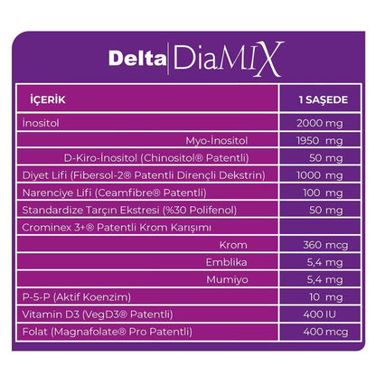 Delta Diamix: Prácticos sobres de suplemento dietético en polvo - Mejore su nutrición diariamente.