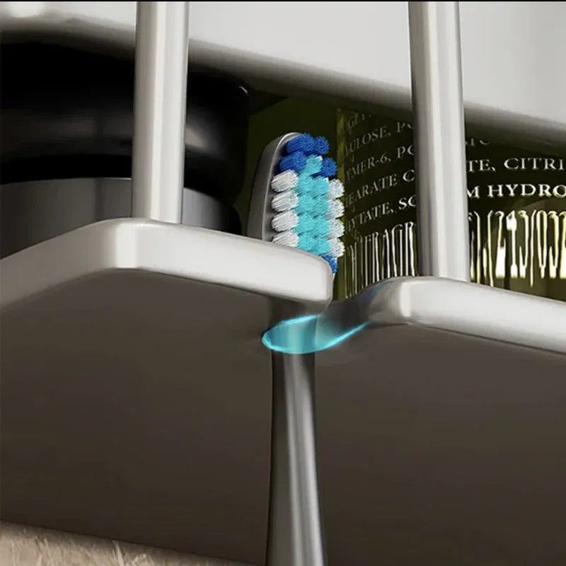 Color: black - Toothbrush Holder Wall Mounted Toothpaste Dispenser Aluminium Electric Hair Brushes Storage Bathroom Accessories House Organizer