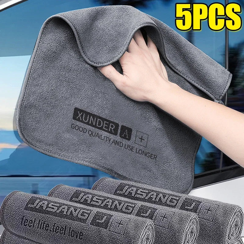 Color: Red, Specification: 8pcs - 5/1PC High-end Microfiber Car Washing Towel Auto Cleaning Drying Cloth Hemming Car Care Detailing Cloth Water Absorption Car Rag
