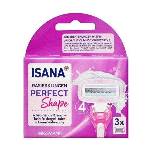 Cuchillas de repuesto para mujer de 4 hojas Isana: afeitado suave, bandas hidratantes, veganas, compatibles con mangos Gillette Venus