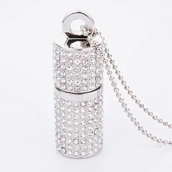 Color: WHITE, Capacity: 4GB - JASTER Crystal cylindrical USB Flash Drive  fashion metal diamond pen driveu disk pendrive 4GB 8GB 16GB 32GB 64GB memory stick