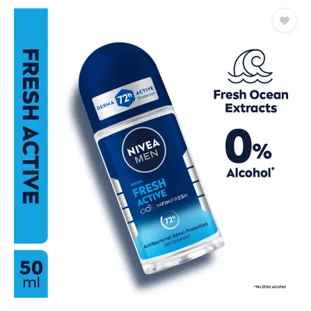 Nivea Men Fresh Active 48H Anti-Perspirant Antibacterial Roll-On Deodorant 50 ml Deodorant Pasteur Pharmacy