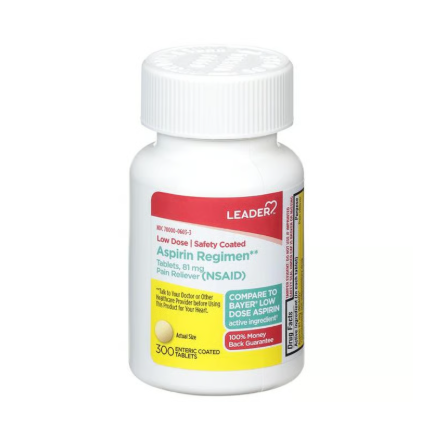 Leader Aspirin Regmn Tablets 81mg 300 ct Health Care Pasteur Pharmacy