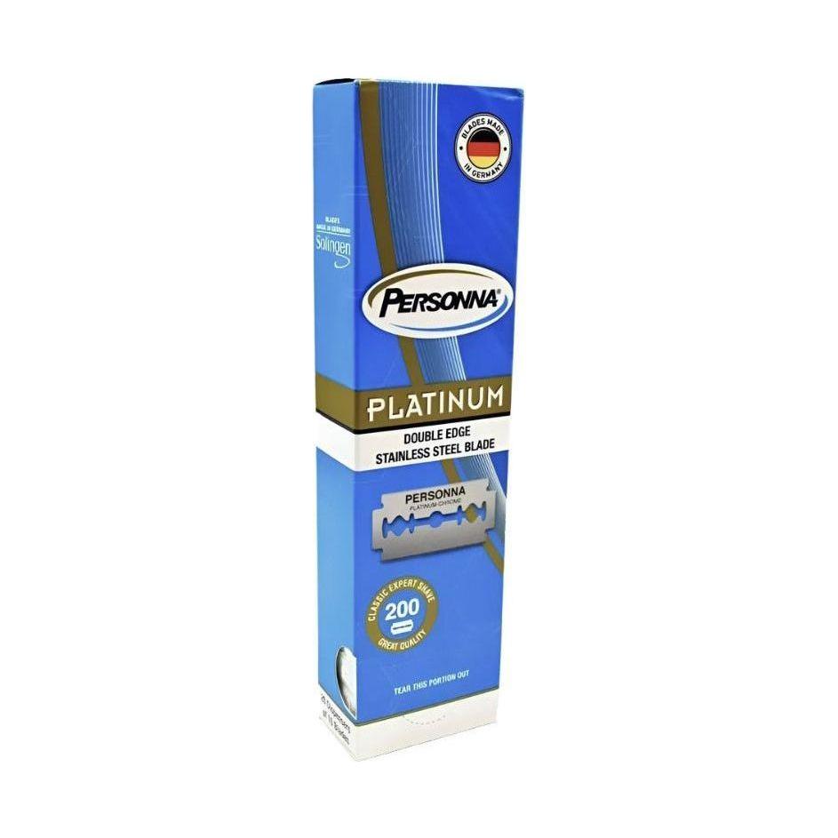 Hojas de afeitar de doble filo Personna Platinum Chrome Super Stainless Steel - Paquete de 20x10