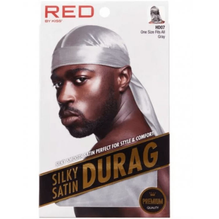 Red By Kiss Premium Silky Satin Durag - Gray Upgraded Extra Long Tails HD07 Hats Pasteur Pharmacy