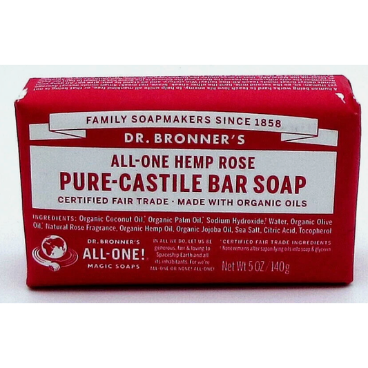 Dr. Bronner's Pure Castile Soap Bar Rose 5 oz Bar Soap Pasteur Pharmacy