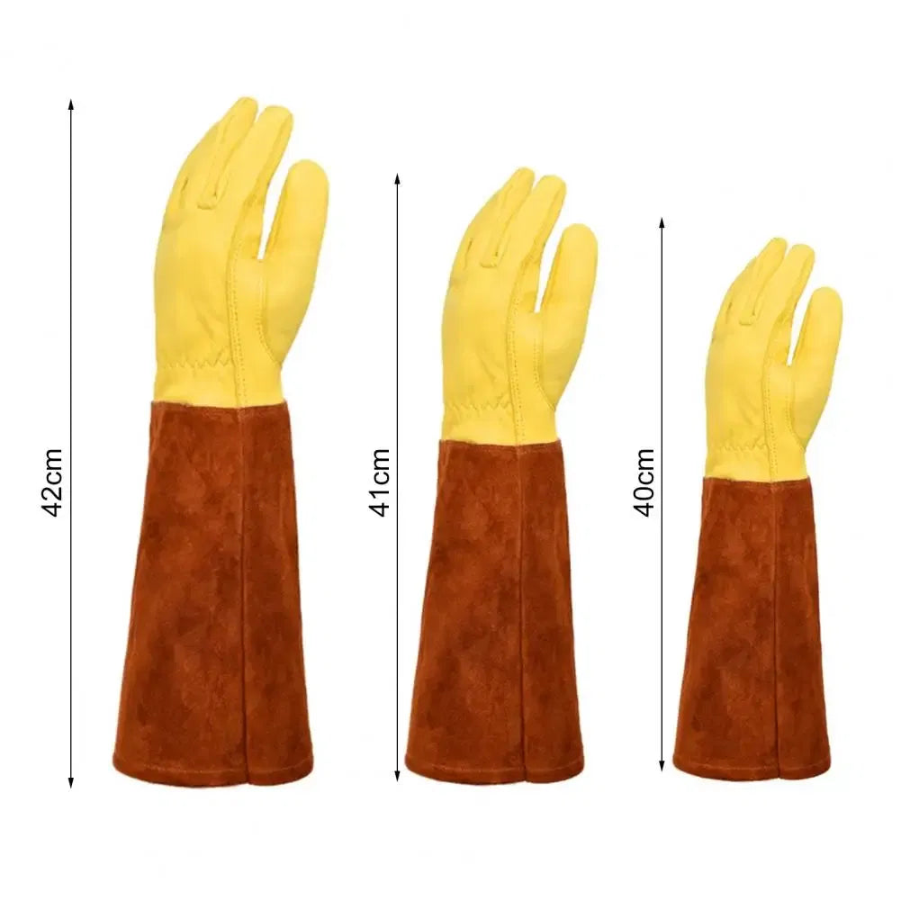 Color: WHITE, Size: M - Pruning Garden Gloves Anti-scratch Faux Leather Protective Gloves Reusable Fruit Picking Shrub Pruning Trimming Hand Protector