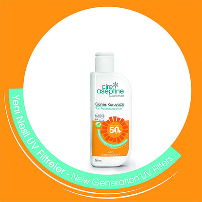 Loción protectora solar Cire Aseptine FPS 50+: alta protección UVA/UVB, vegana, resistente al agua - dermatológicamente probada, 90 ml