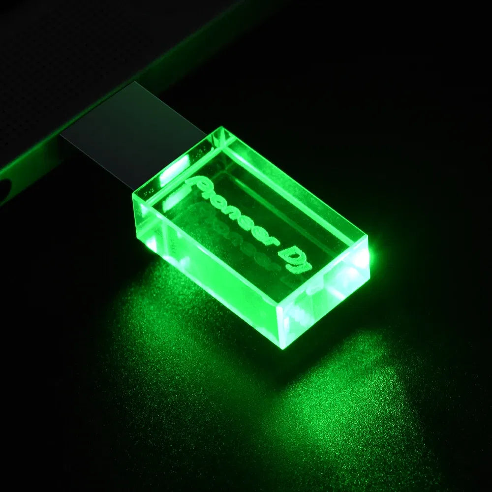 Color: green, Capacity: 128 GB - JASTER Pioneer DJ Crystal USB Flash Drive 128GB High Speed Memory Stick 64GB Silver Lid Pendrive 32GB Real Capacity U Disk 16GB