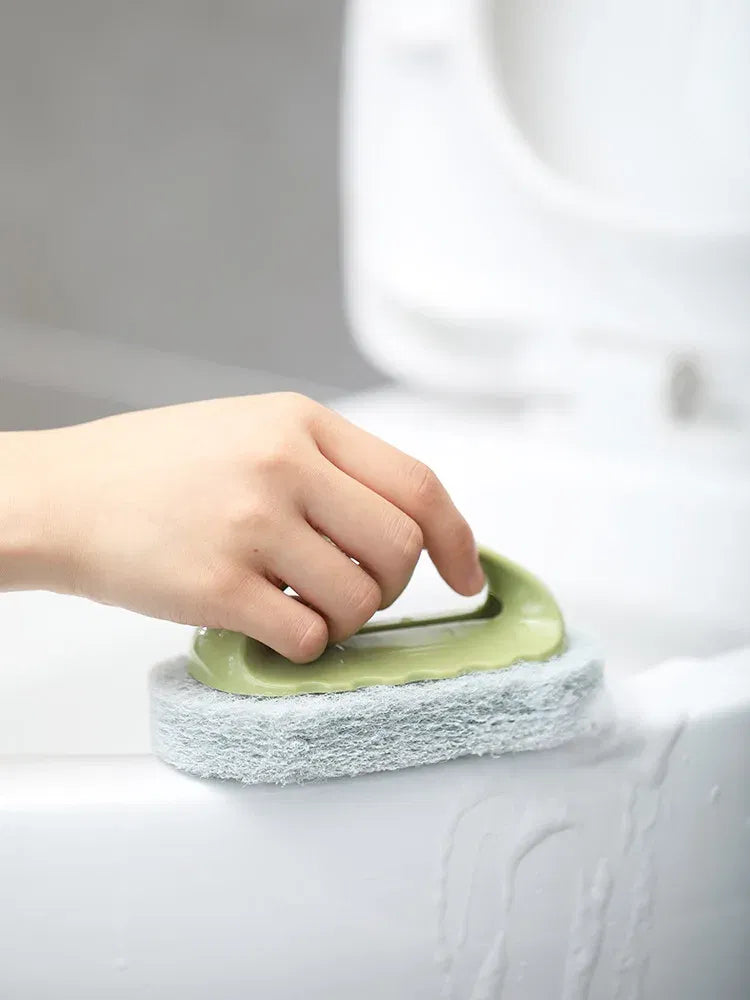 Color: Black - Sponge Brush Glass Wall Cleaning Tools Kitchen Cleaning Bathroom Toilet Gadget Handle Ceramic Window Slot Clean Brush