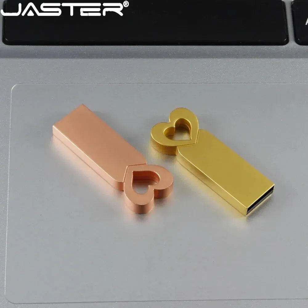 Capacity: 32GB, Color: Gold - Mini Metal Heart Shaped USB Flash Drive 64GB Black Portable Pen Drive 32GB High Speed Memory Stick 16GB Waterproof USB Stick