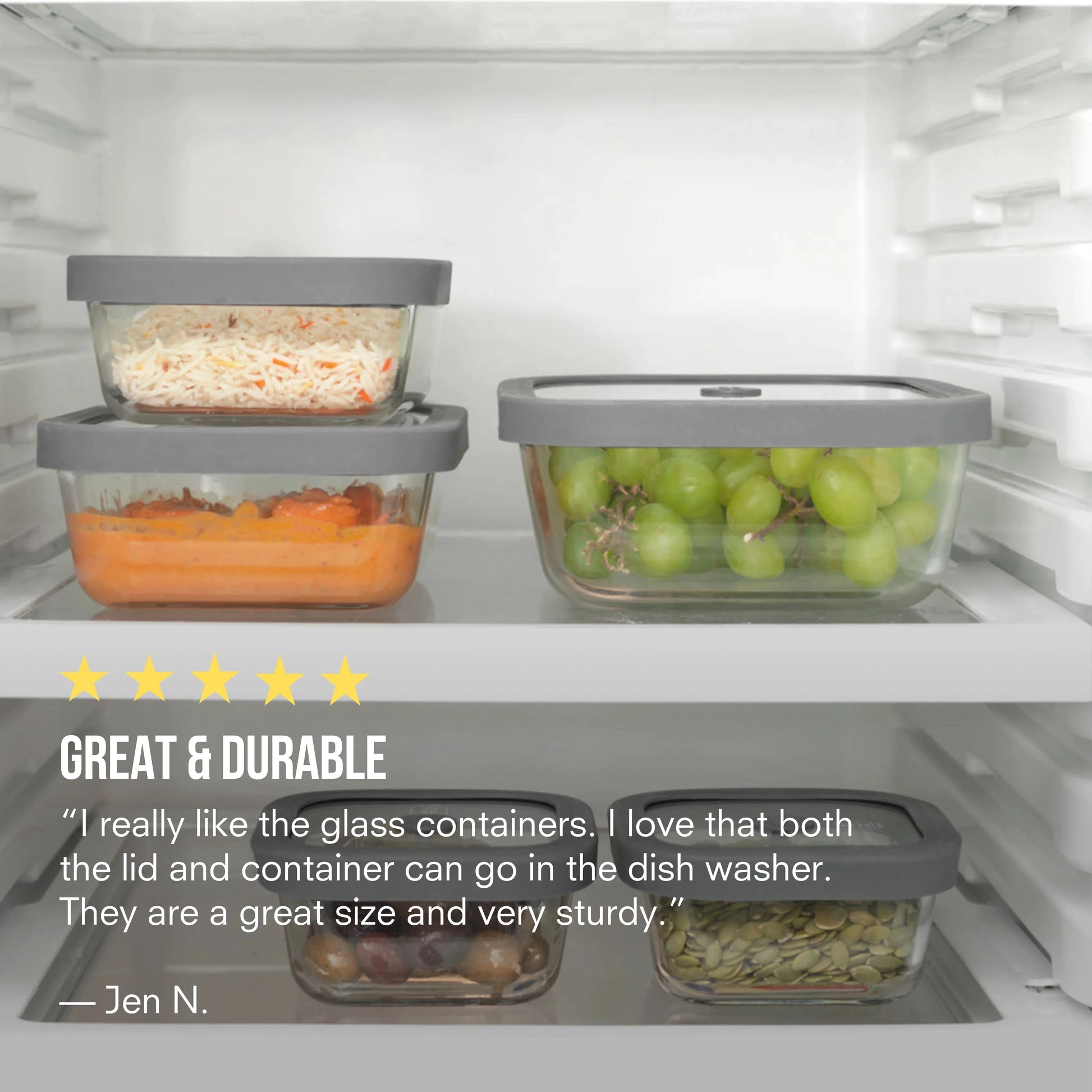 Square Glass Food Storage Containers (Set of 4) Household Public Goods
