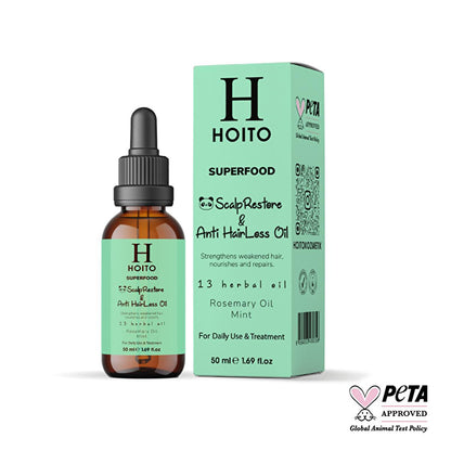 Huile capillaire Hoito au romarin et à la menthe poivrée : Soin superaliment anti-chute et cuir chevelu - Favorise la pousse, l'épaississement et la réparation des cheveux (50 ml)
