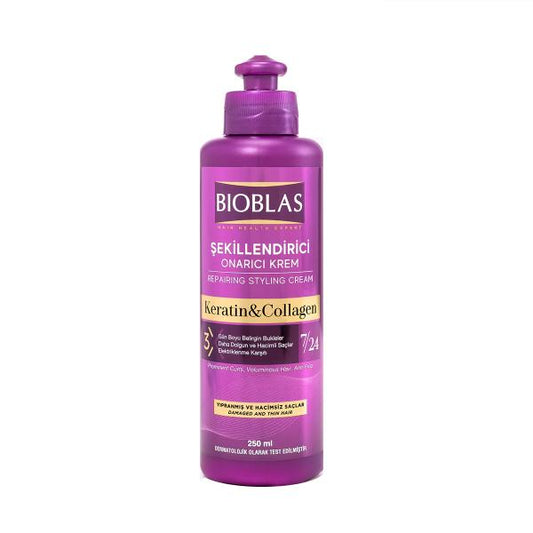 Crème capillaire réparatrice et coiffante Bioblas : Répare, fortifie et fait briller – Soin sans rinçage pour cheveux abîmés et prévention de la casse
