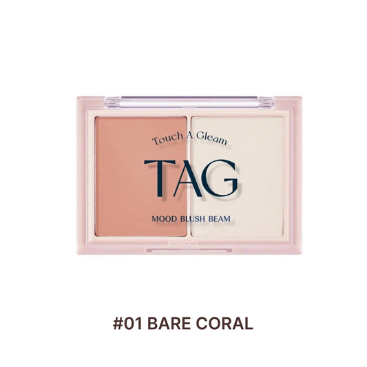 Tag Mood Blush Beam Natural Glow Palette 01 Bare Coral 9g