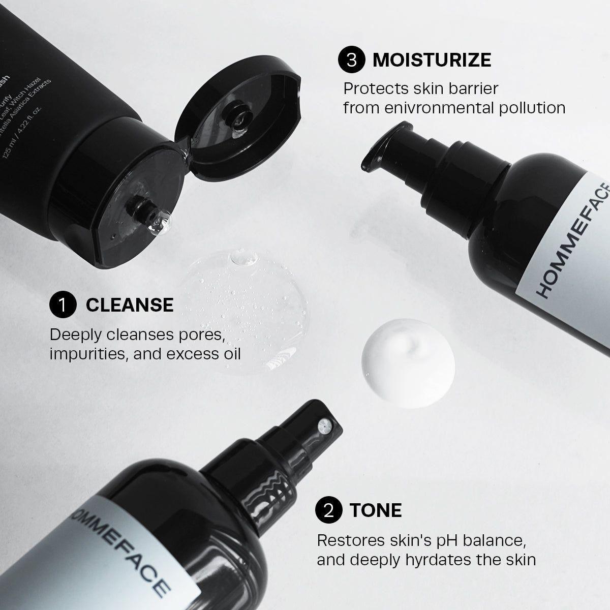 HommeFace Daily Skincare Trio 17.74 oz Skincare Set Pasteur Pharmacy