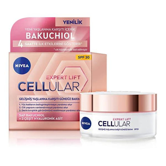 Crème de jour anti-âge Nivea Cellular Expert Lift au Bakuchiol et à l'acide hyaluronique - 50 ml