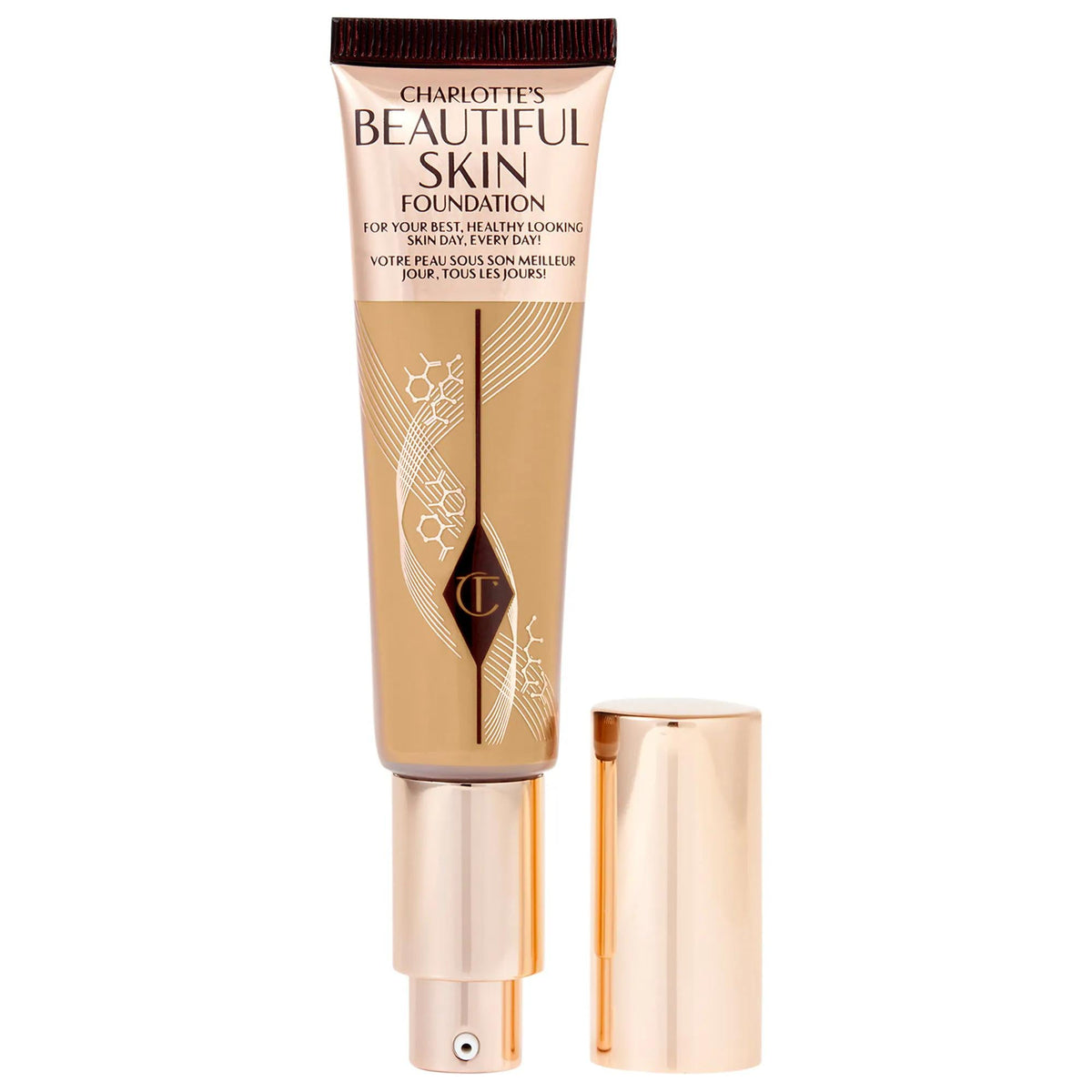 Charlotte Tilbury Beautiful Skin Medium Coverage Liquid Foundation with Hyaluronic Acid - Long Lasting, Vegan & Cruelty-Free Makeup