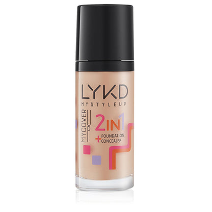 Fond de teint 2 en 1 LYKD - Beige naturel, longue tenue, nourrissant au miel et à la vitamine C