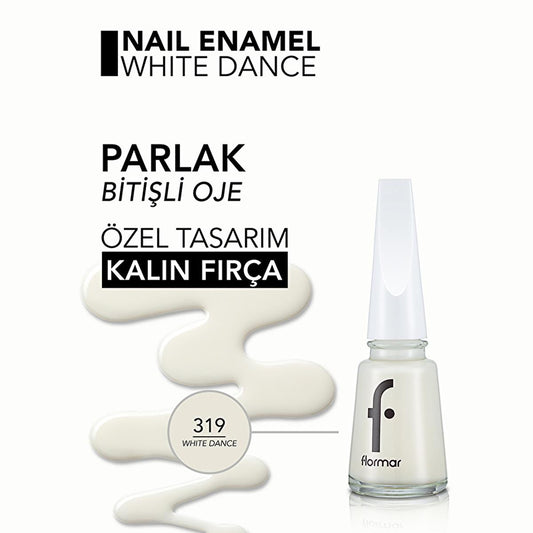 Esmalte de uñas Flormar High Pigment Blanco: larga duración, resistente a las astillas, acabado brillante y enriquecido con minerales para el cuidado de las uñas