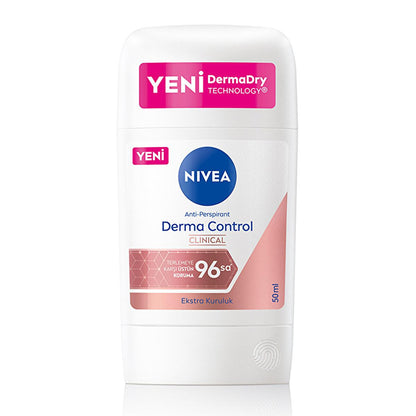 Desodorante en barra Nivea Derma Control Clinical para mujer - Protección antitranspirante de larga duración, 50ml