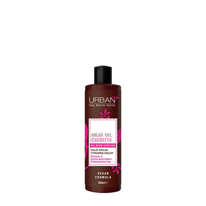 Champú de aceite de argán y queratina Urban Care: repara y fortalece el cabello dañado, anticaída, fórmula vegana, sin sulfatos - 3.38 fl oz
