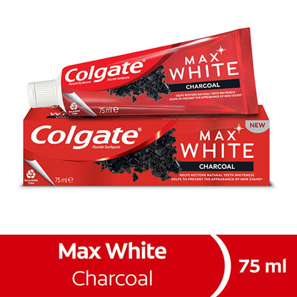 Dentifrice Colgate Max White au charbon : blanchit les dents et élimine les taches naturellement | Charbon actif pour un usage quotidien, 75 ml