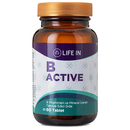Life In B-Aktif: Tableta multivitamínica con vitamina C, biotina, zinc, folato y magnesio - Para cabello, piel y uñas, 30 tabletas