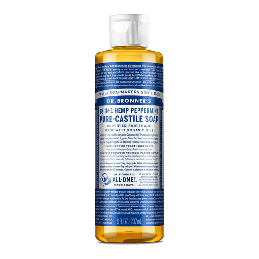 Dr. Bronner's Organic Pure Castile Liquid Soap Peppermint 8 fl oz Liquid Soap Pasteur Pharmacy