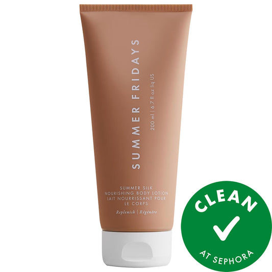 Loción corporal nutritiva Summer Silk de Summer Fridays: hidratante vegano y natural para piel seca, belleza libre de crueldad animal
