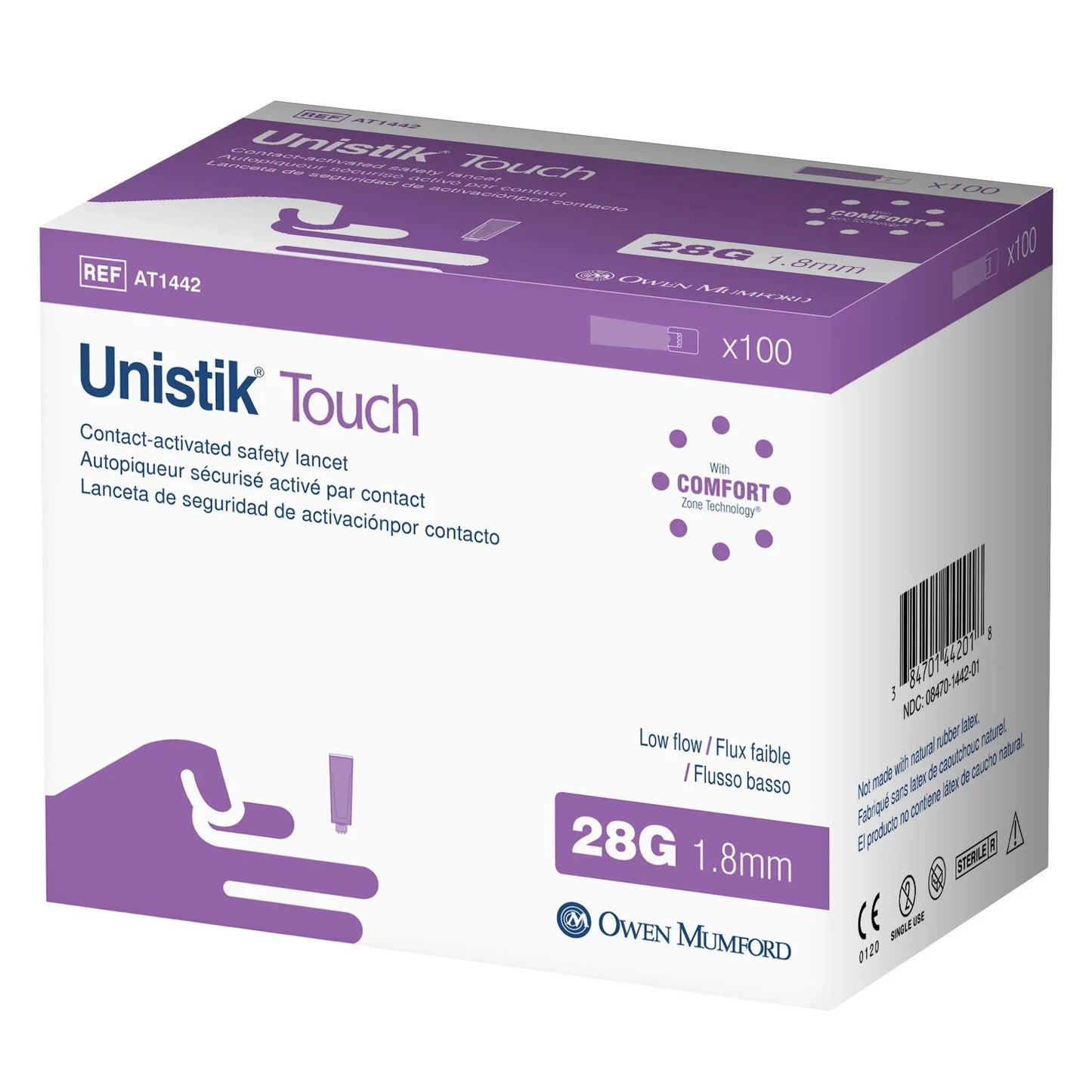 Unistik Touch Low Flow Safety Lancets, 28G X 1.8mm, 100 Count Needles & Hooks Pasteur Pharmacy